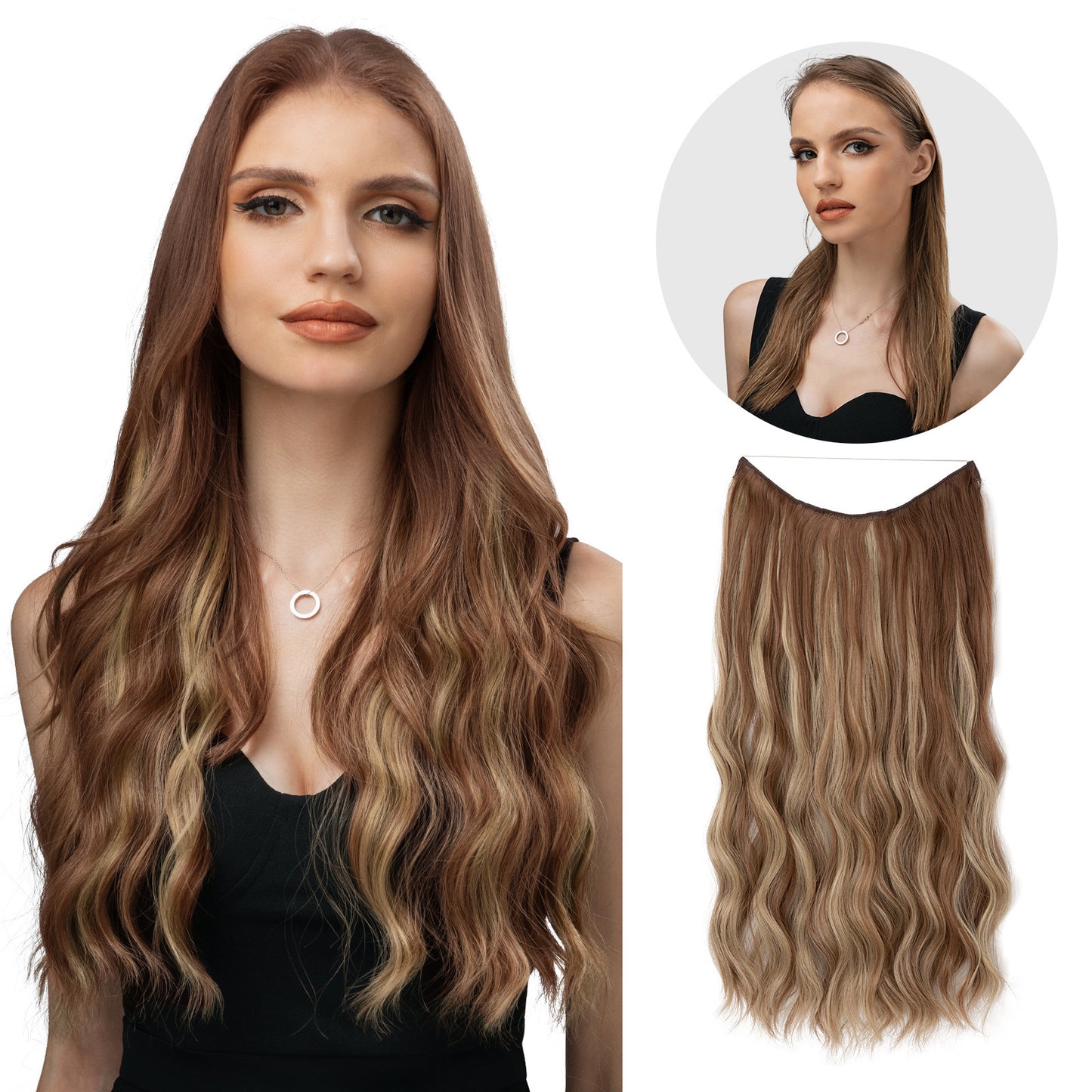 European And American Style Women Corn Curler Fishing Thread Long Curly Hair Wig
