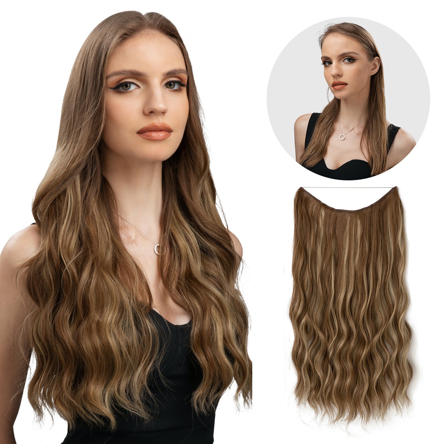 European And American Style Women Corn Curler Fishing Thread Long Curly Hair Wig