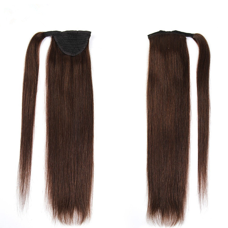 Human hair Velcro Ponytail Long Hair Seamless Extension Wig Braids