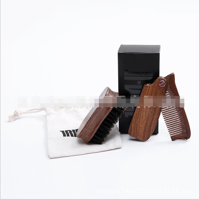 Folding comb beard comb black gold sandalwood comb hairdressing comb sandalwood