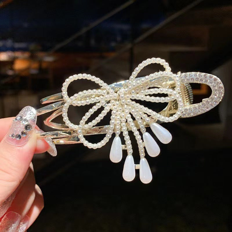 Dignified Flowers Horizontal Clip Hair Claw Bow Ponytail Clip