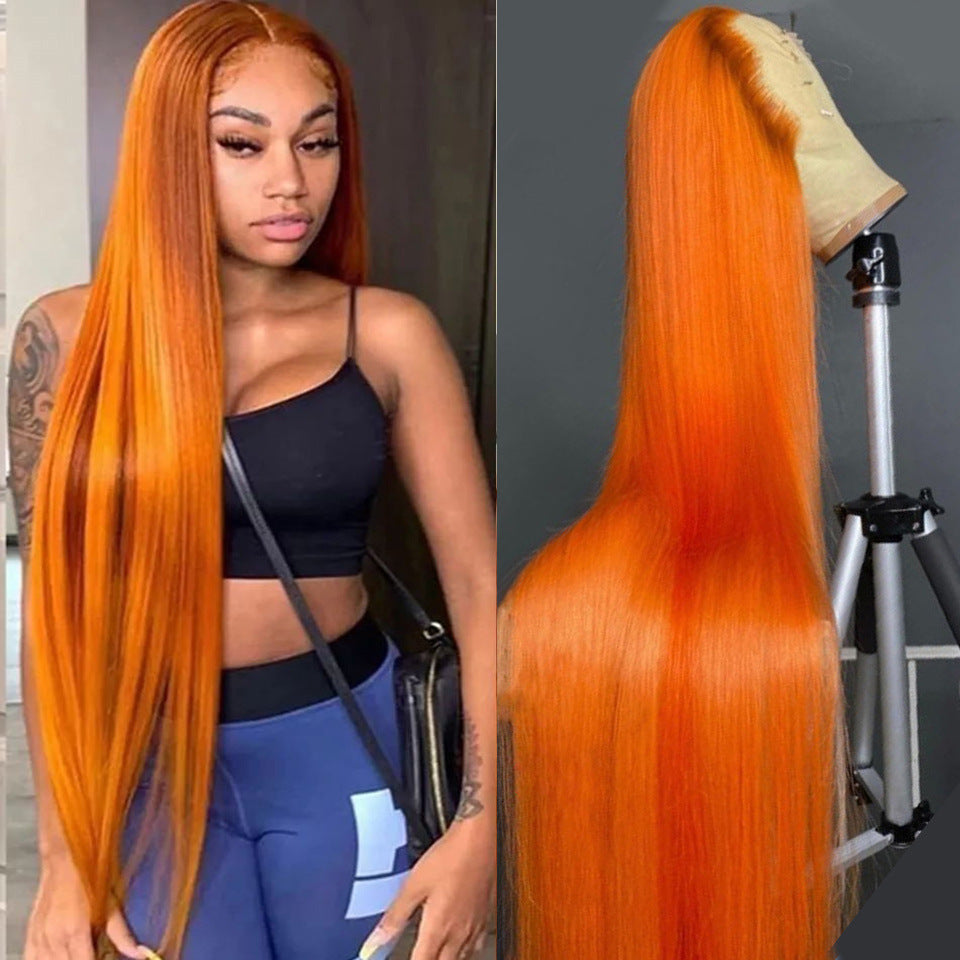 Laboss beauty 13X6 Lace Front Wig Human Hair Bone Straight Ginger Orange Lace Front Human Hair Wigs Ginger Colored HD Transparent Lace Frontal Wigs For Women