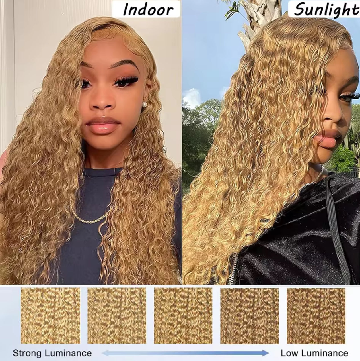 200% Density #27 Honey Blonde Wig Human Hair Deep Wave 13x6 Human Hair Lace Frontal Wig 13x4 Lace Front Human Hair Wig Curly Wig