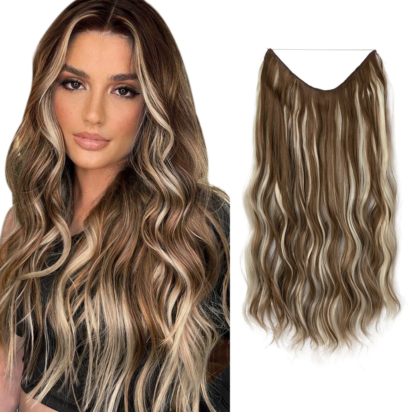 European And American Style Women Corn Curler Fishing Thread Long Curly Hair Wig