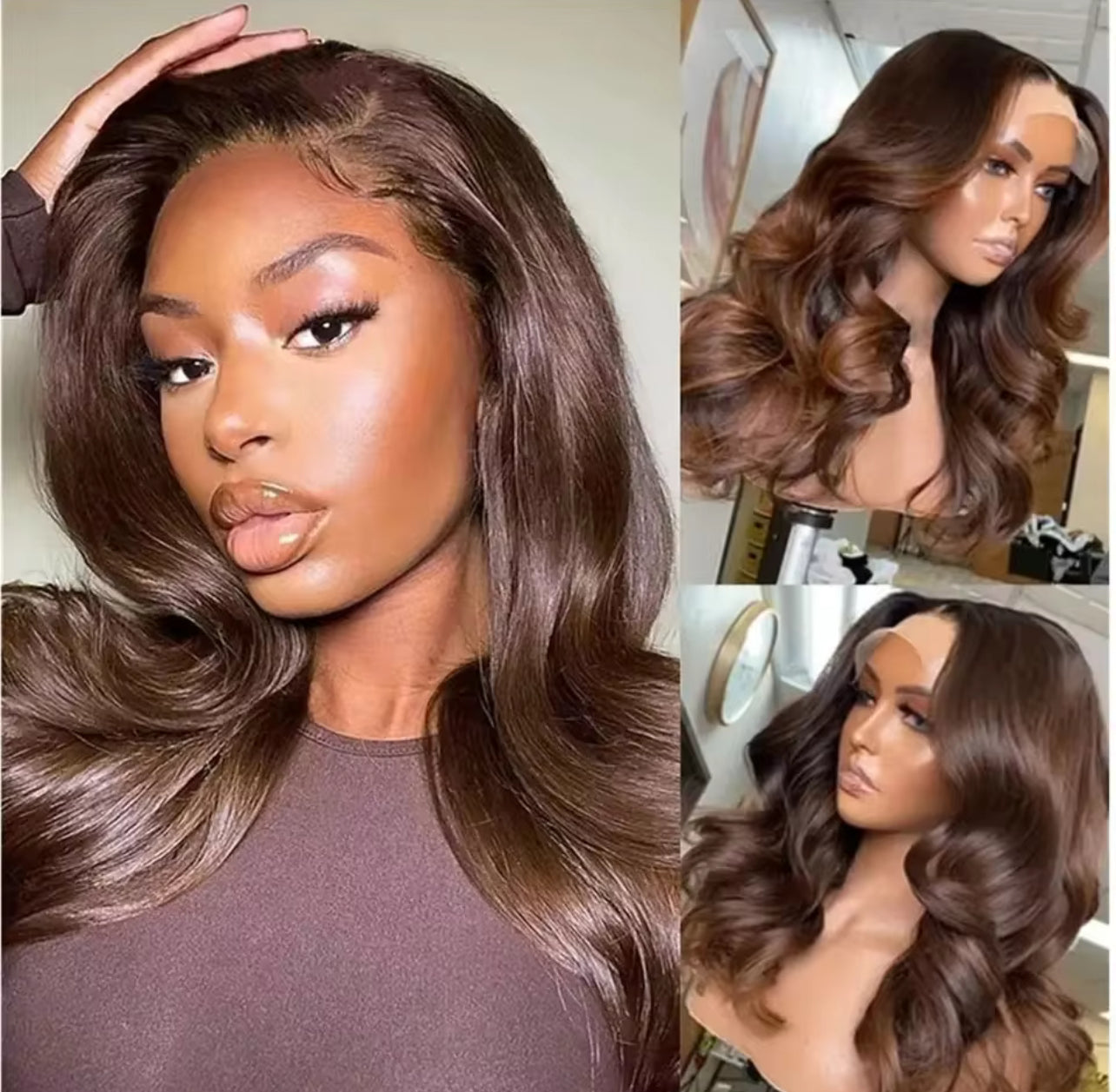 Chocolate Brown 13X4 Transparent Lace Front Wig Body Wave 13X6 Brown Colored Lace Frontal Human Hair Wigs For Women