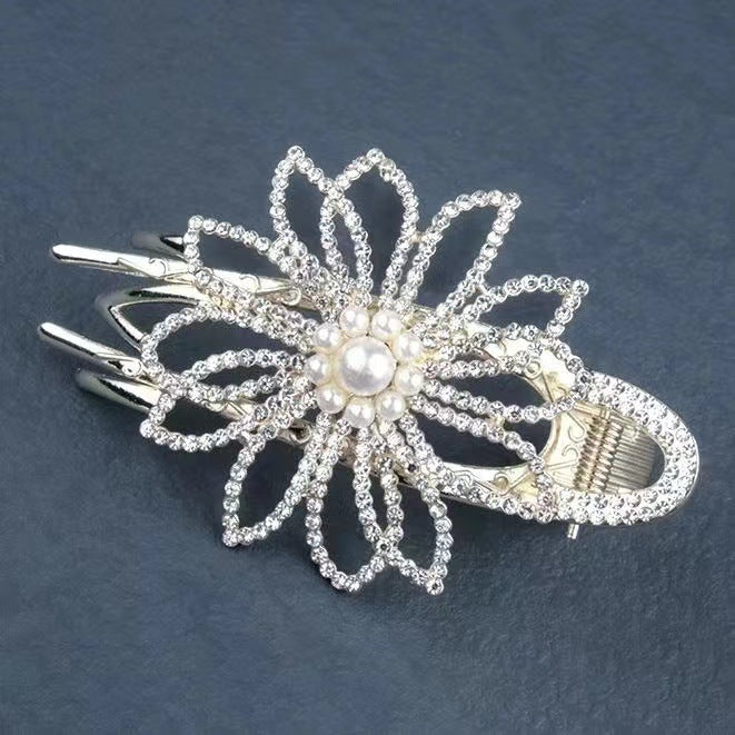 Dignified Flowers Horizontal Clip Hair Claw Bow Ponytail Clip