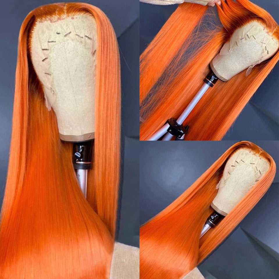 Laboss beauty 13X6 Lace Front Wig Human Hair Bone Straight Ginger Orange Lace Front Human Hair Wigs Ginger Colored HD Transparent Lace Frontal Wigs For Women