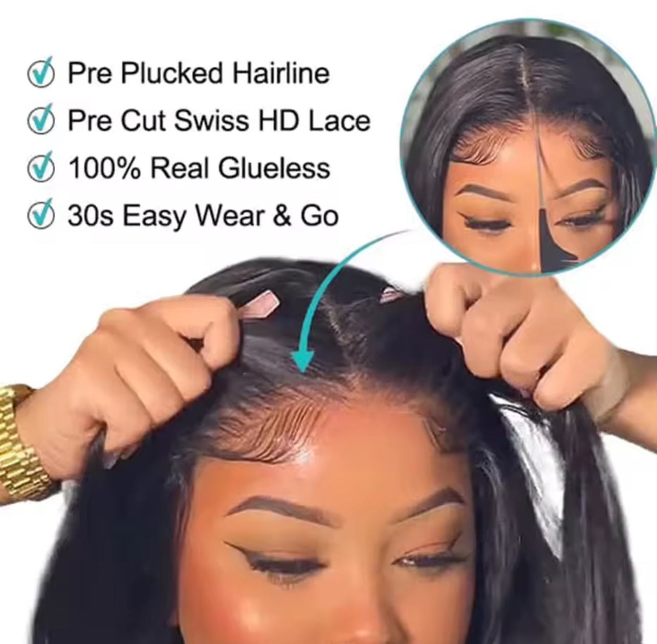Smooth Straight Human Hair Ready To Wear Preplucked Straight Human Hair Wigs 5x5 Lace Closure Pre Cut 13x6 Lace Front Wigs