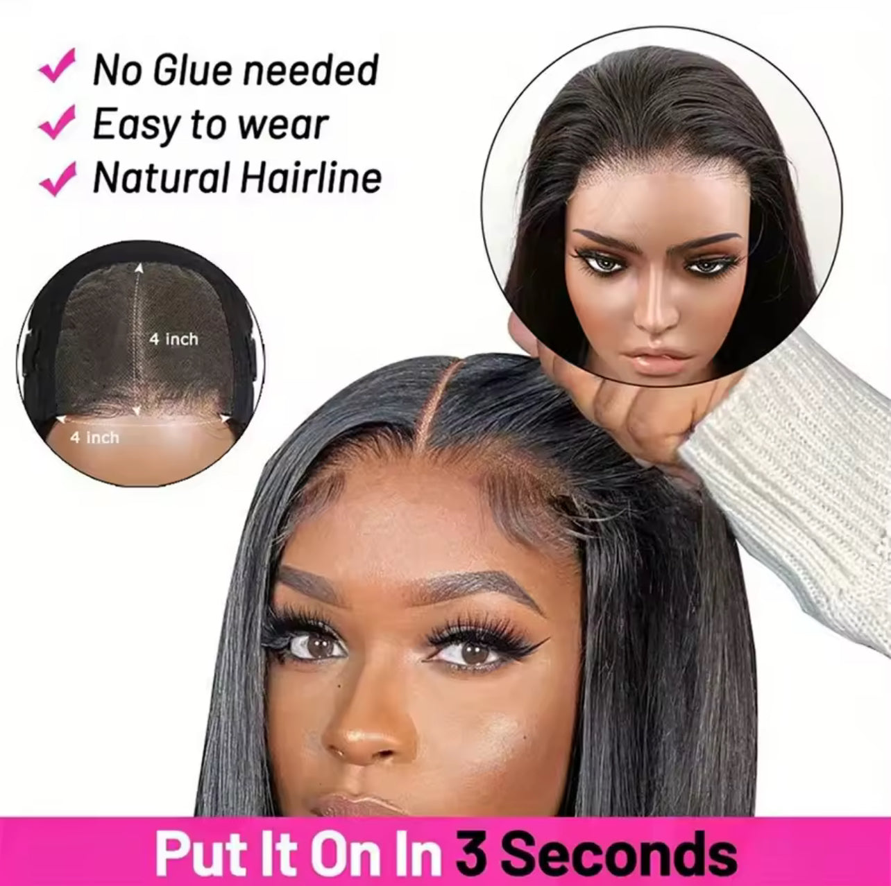 Smooth Straight Human Hair Ready To Wear Preplucked Straight Human Hair Wigs 5x5 Lace Closure Pre Cut 13x6 Lace Front Wigs