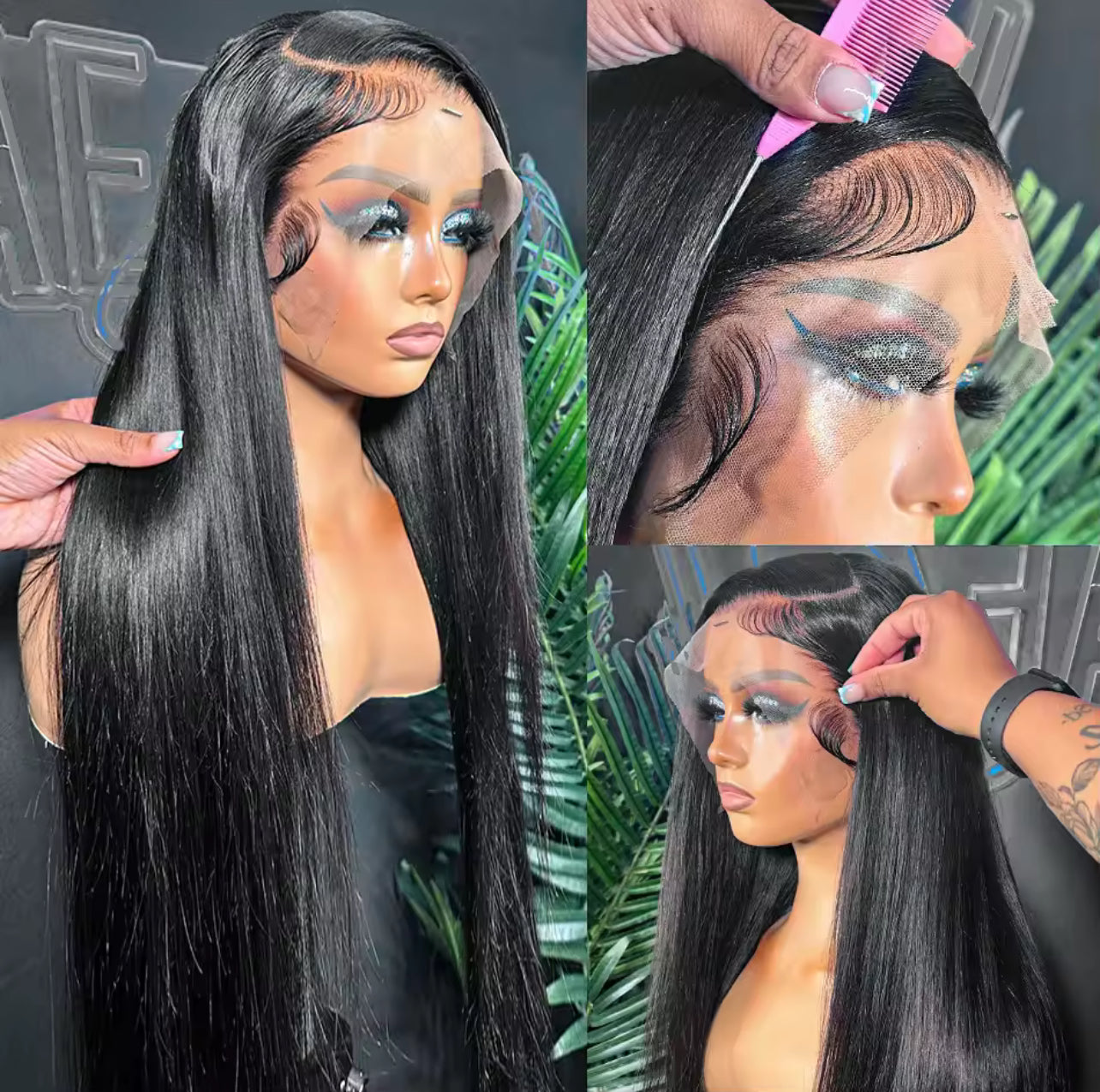 Smooth Straight Human Hair Ready To Wear Preplucked Straight Human Hair Wigs 5x5 Lace Closure Pre Cut 13x6 Lace Front Wigs