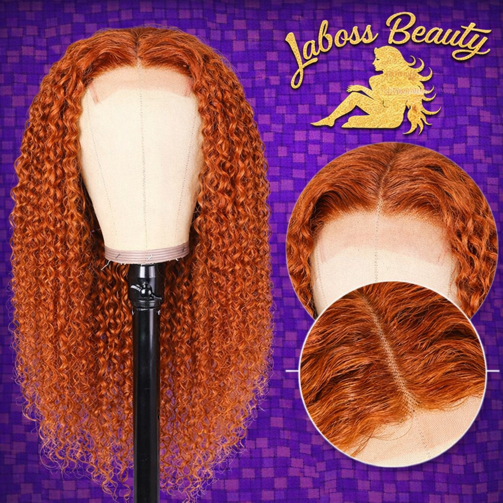 13x4 Curly Ginger Deep Wave Lace Front Human Hair Orange 13x6 Brazilian Hair Lace Frontal Wig 200 Density For Black Women