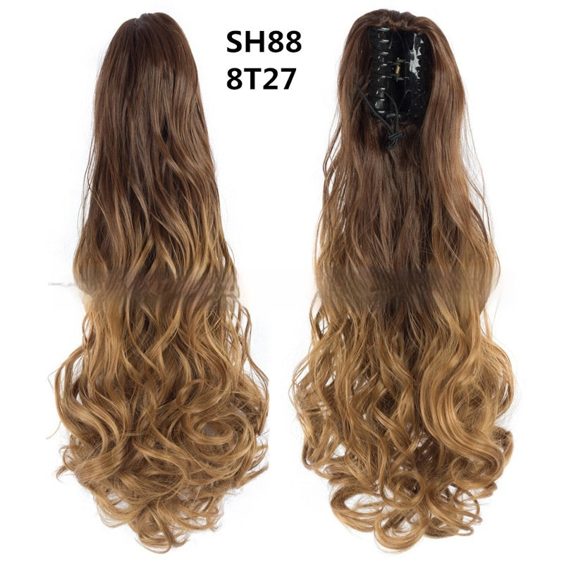 Colorful Long Curly Hair Clip Ponytail Wig