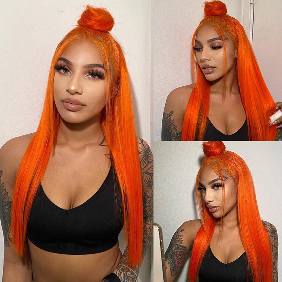 Laboss beauty 13X6 Lace Front Wig Human Hair Bone Straight Ginger Orange Lace Front Human Hair Wigs Ginger Colored HD Transparent Lace Frontal Wigs For Women