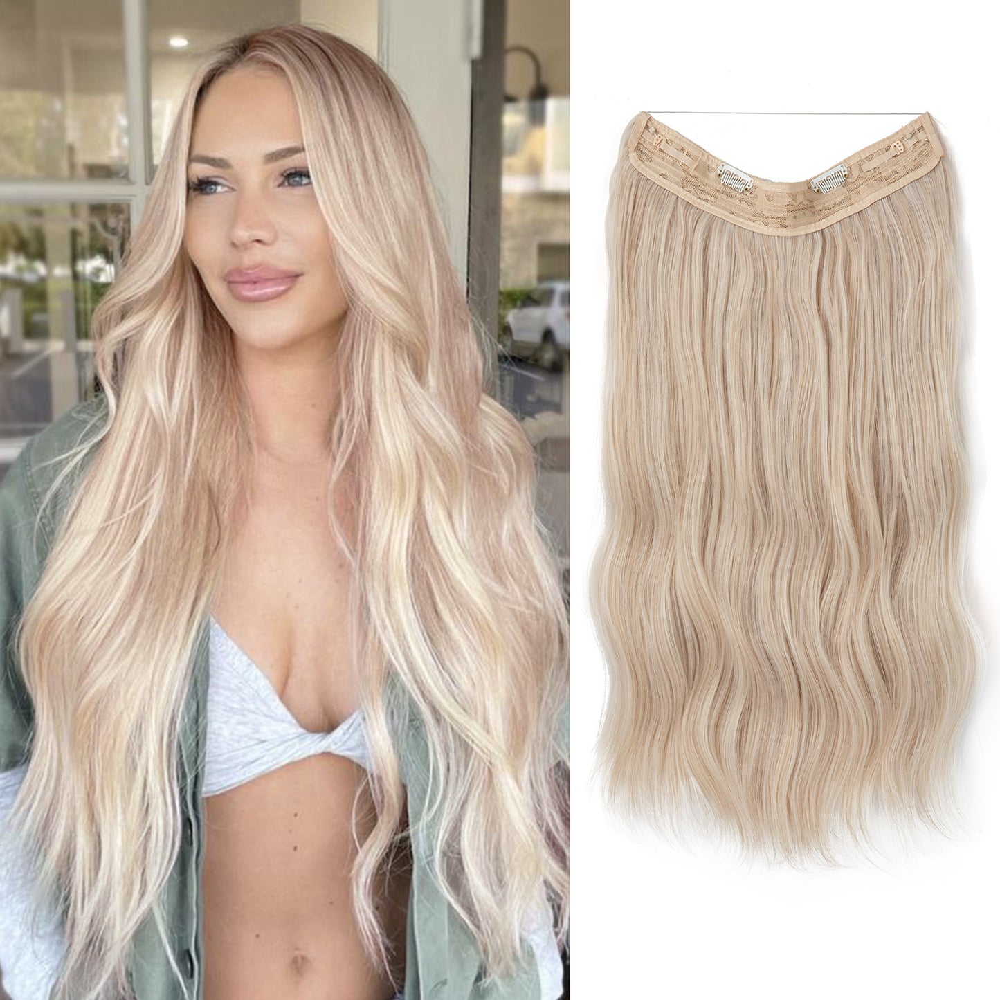 European And American Style Women Corn Curler Fishing Thread Long Curly Hair Wig