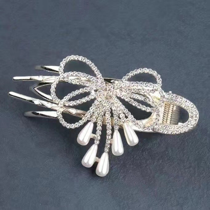 Dignified Flowers Horizontal Clip Hair Claw Bow Ponytail Clip