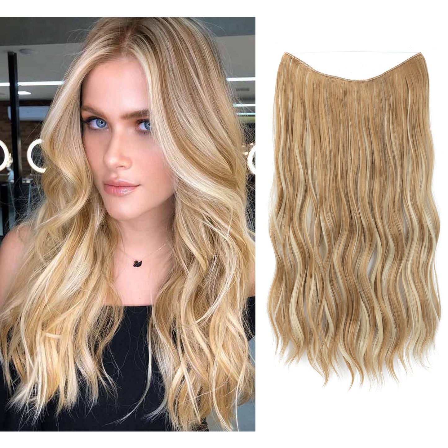 European And American Style Women Corn Curler Fishing Thread Long Curly Hair Wig