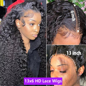 13x6 HD Transparent Lace No Tangle Deep Wave Human Hair Lace Frontal Wig 13x4 Curly Lace Front Human Hair Wigs For Black Women