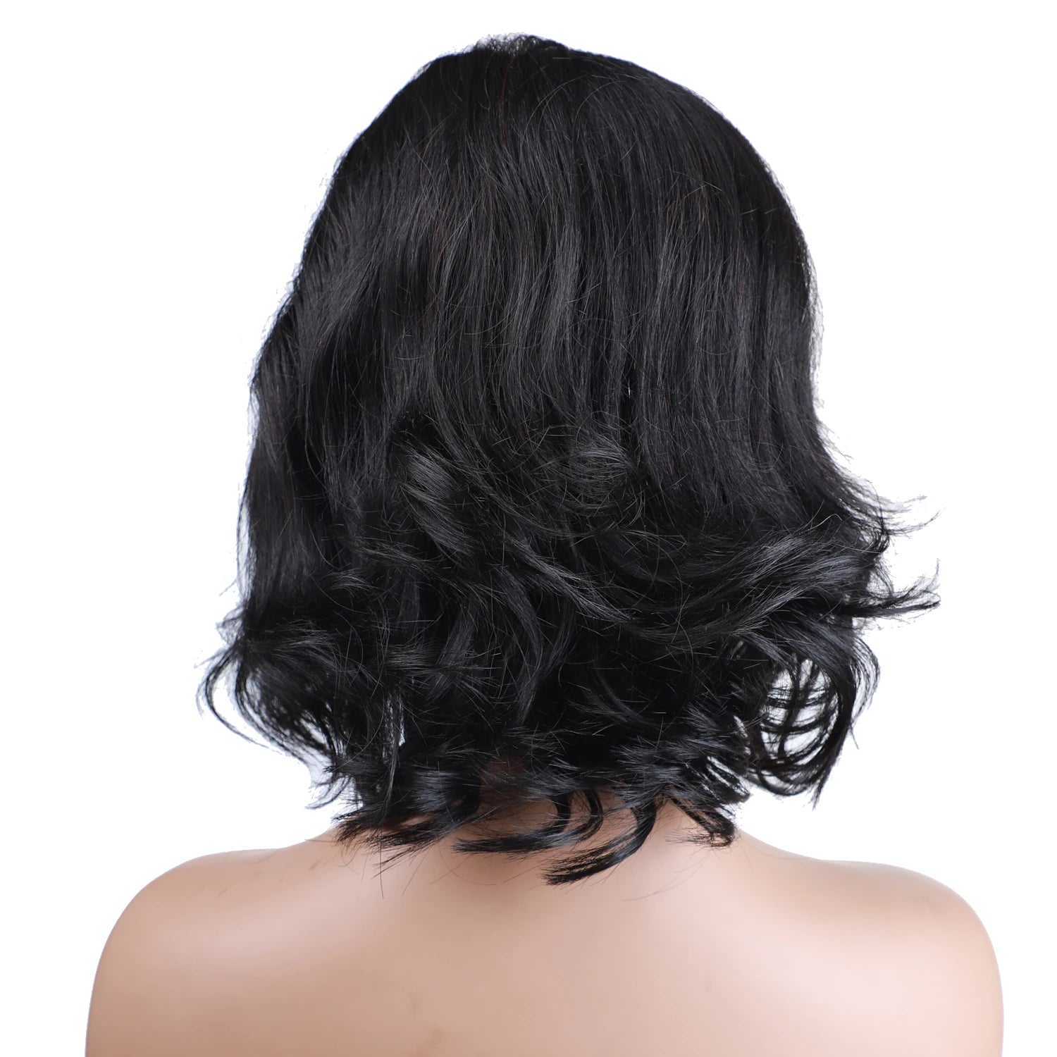 Bob Wig Human Hair 4*2 Lace Wigs 10 Inch Side Part Wavy Curly Women Wigs Short Human Hair Extensions In Black Color Natural #1B