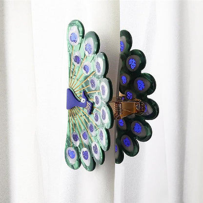 Peacock Grip Animal Hair Accessories Large Ponytail Shark Clip