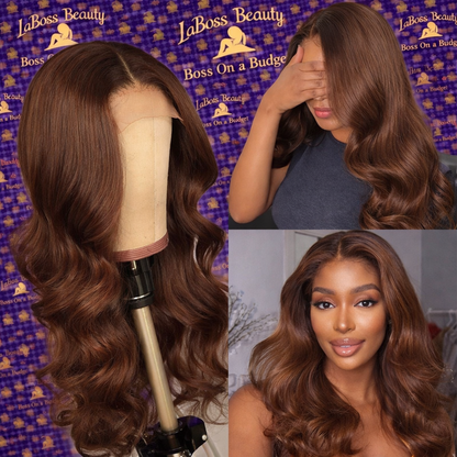 LaBoss Beauty Auburn Brown Straight Lace Front Wig | 13x4 HD Lace | 180% Density | 100% Human Hair