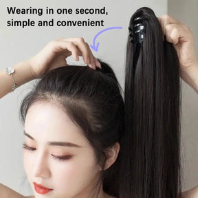 Long Straight Ponytail Wig 45cm/55cm Strap Style High Ponytail Long Straight Hair Black Brown Hair Extended Ponytail