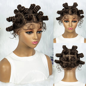 Knotless Braids Wig Synthetic Box Braided Hair Twist Braided Buns Wig Full Lace African Braiding Hair For Black Women