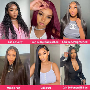 13x6 HD Transparent Straight Lace Front Human Hair Wigs For Women 180% Pre Plucked 4x4 Closure Wig 30 Inch 13x4 Lace Frontal Wig