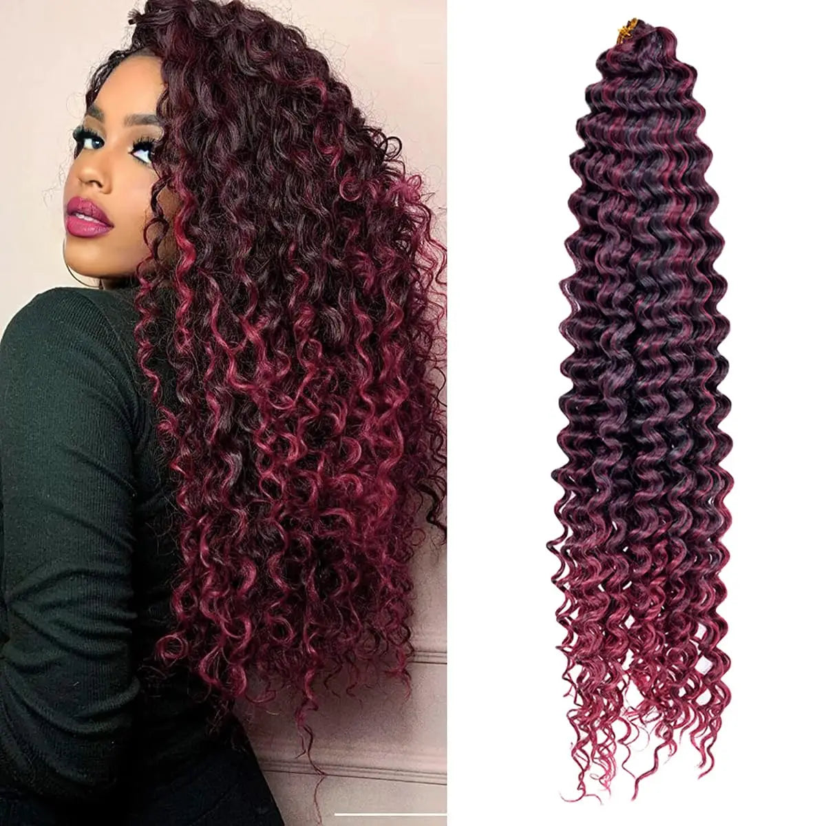 Ocean Wave Ombre Braiding Hair Extensions 22 28Inch Synthetic Twist Ripple Crochet Deep Wave Braids Hair Extensions For Women