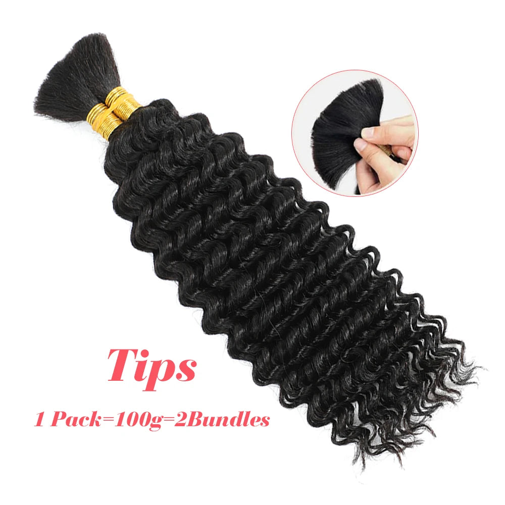 Human Braiding Hair Deep Wave Bulk for Braiding No Weft Deep Curly Braiding Hair for Boho Braids Brazilian Virgin Human Hair