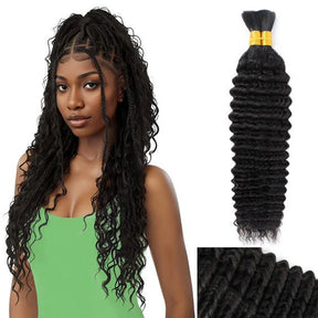 1B# Boho Braids Human Hair Bulk Human Hair For Braiding Blonde Deep Wave 2 Bundles 100g No Weft For Women Hair Extensions