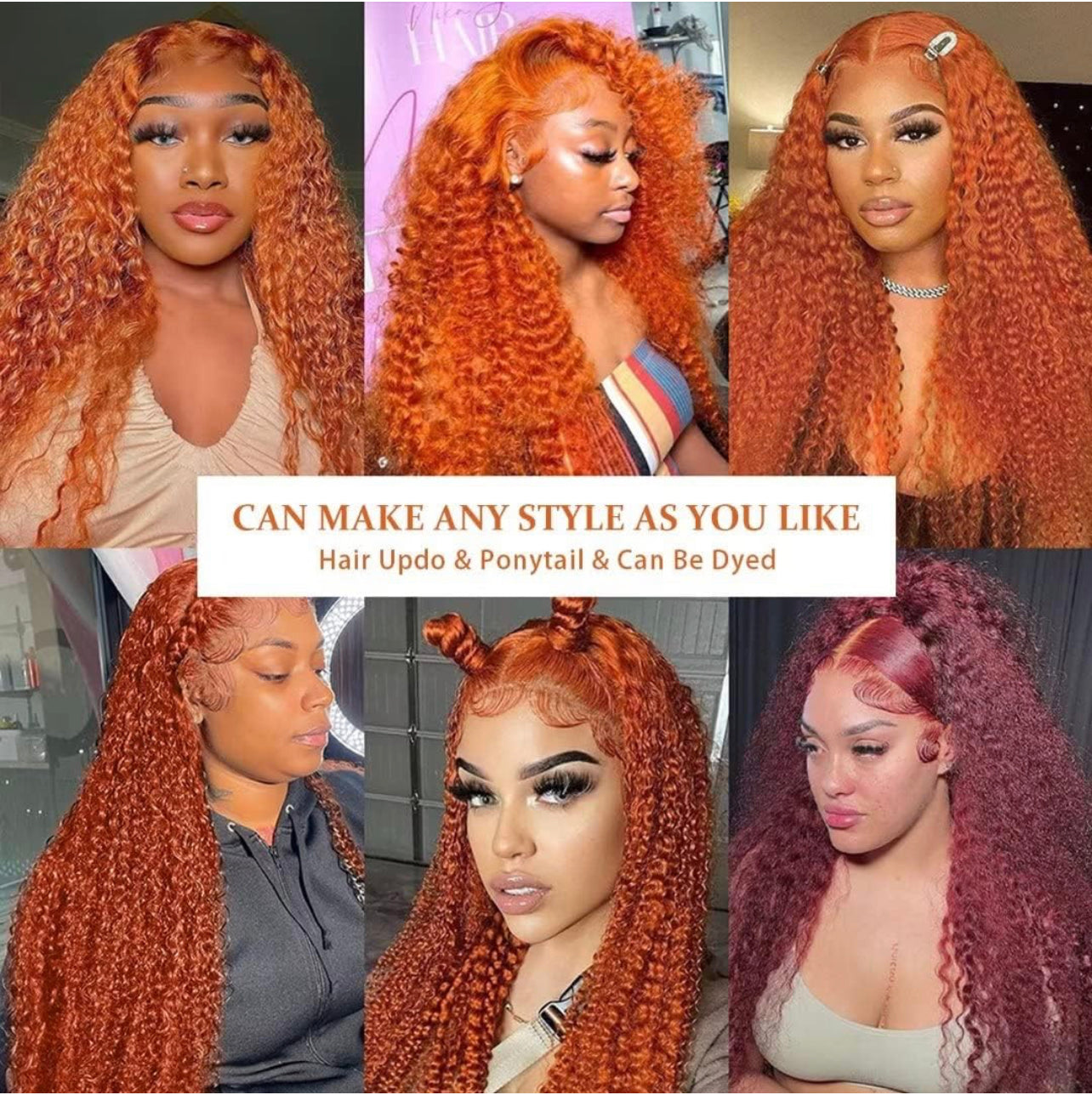 Laboss beauty Ginger Deep Wave Lace front wigs human hair 180%