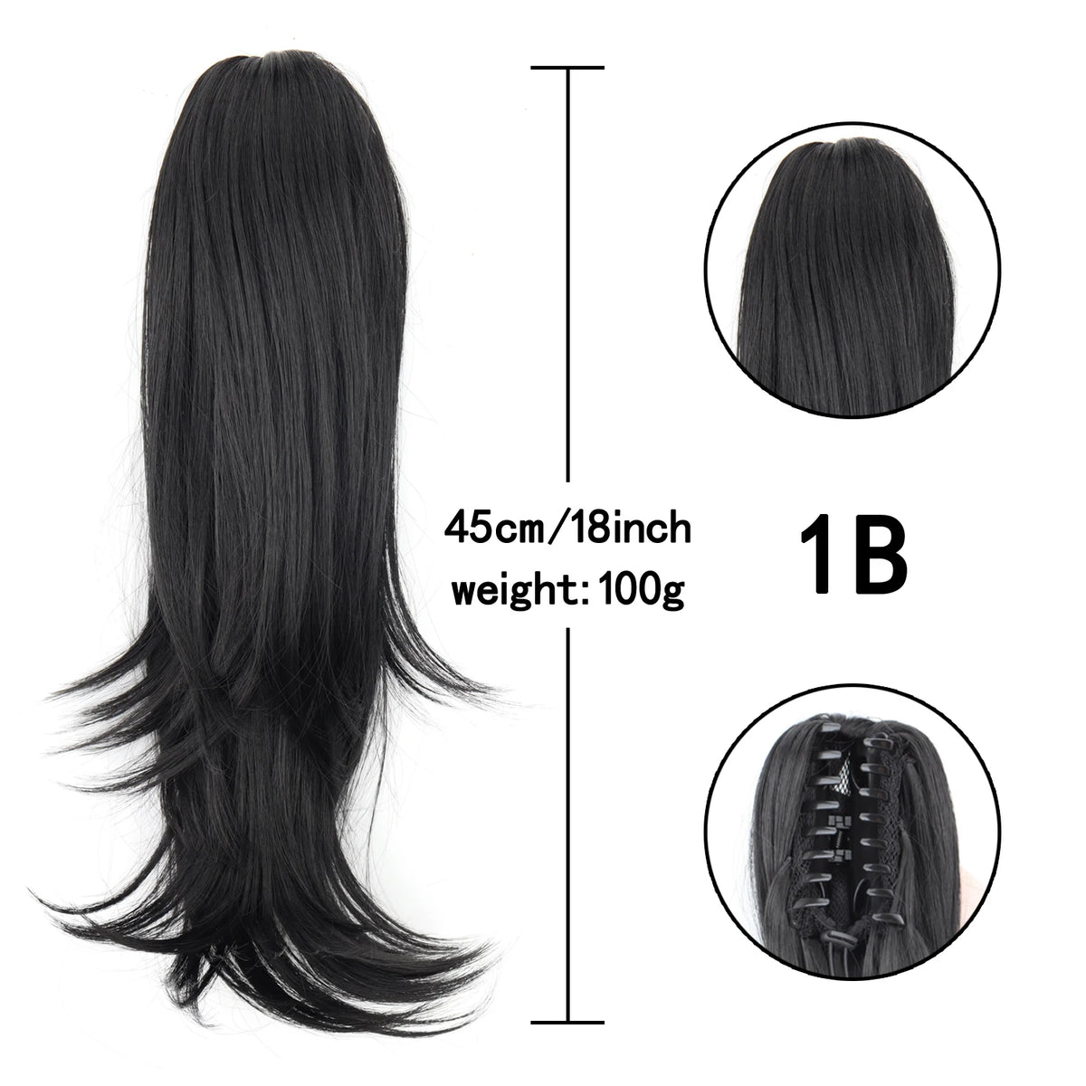 Synthetic Claw Clip Ponytail Hair Extensions 18 Inch Long Wavy Pony Tail Fake Hairpiece For Women Black Brown Layered