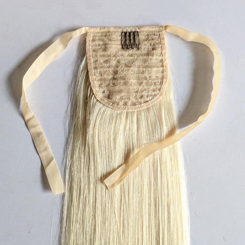 Human hair Velcro Ponytail Long Hair Seamless Extension Wig Braids