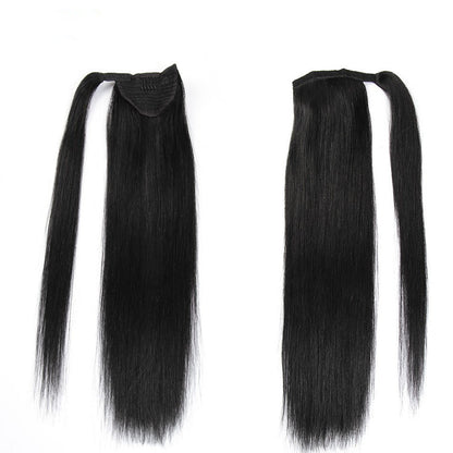 Human hair Velcro Ponytail Long Hair Seamless Extension Wig Braids
