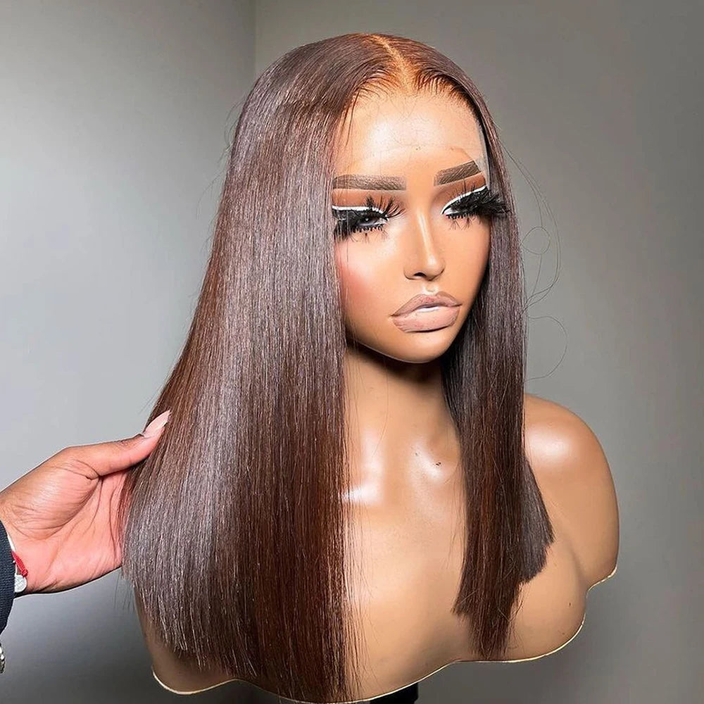 13x4 Lace Front Human Hair Wig Transparent Lace Frontal Wigs For Black Women Short Bob Wig Glueless Remy Straight Natural Wig