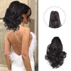 Claw Ponytail Clip in Wavy Hair Extensions Short Curly Ponytail 12 Inch Natural Wave Hair Accessories for Women Girls Daily Use