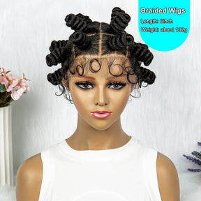 Knotless Braids Wig Synthetic Box Braided Hair Twist Braided Buns Wig Full Lace African Braiding Hair For Black Women