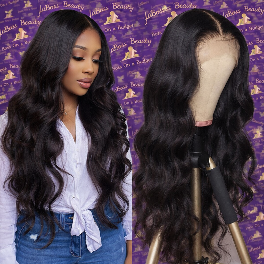 LaBoss Beauty Luxe Body Wave – Transparent Lace Front Human Hair Wig (Raw Indian Remy, 13x6 / 13x4 Frontal, 5x5 Closure)