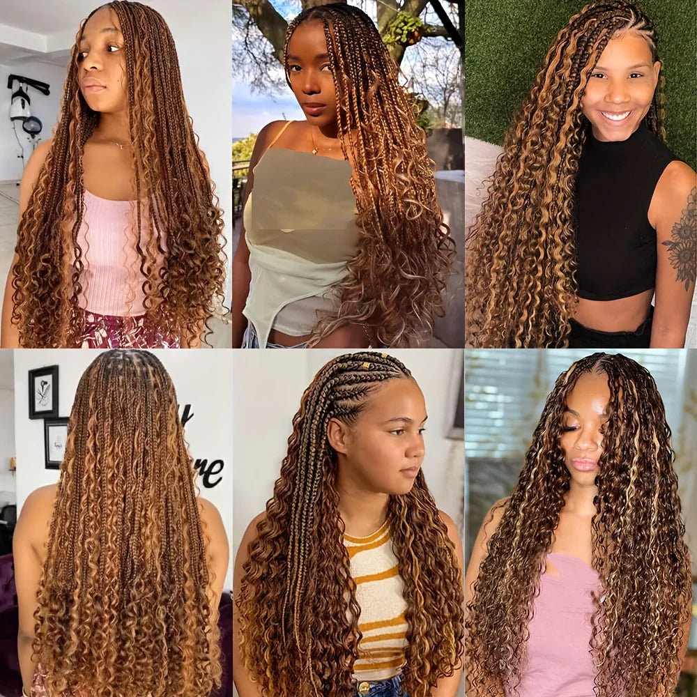 2 Bundles 100g Boho Braiding Human Hair for Boho Braids 4/27 Bohemian Knotless Wet and Wavy Deep Wave Curly Curls Bulk No Weft