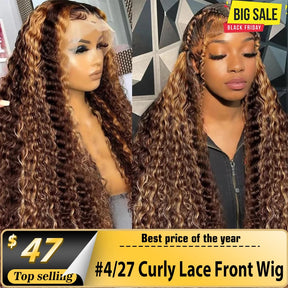 4/27 Straight 13x4 Transparent Lace Front Human Hair Wig Deep Wave Highlight Ombre Colored Body Wave 250 Density Wigs Human Hair