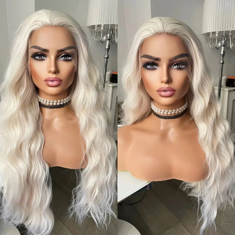 Synthetic Lace Front Wigs for Black Women Pre Plucked Natural Hairline Synthetic Glueless Lace Wigs Daily Party Use 24Inch