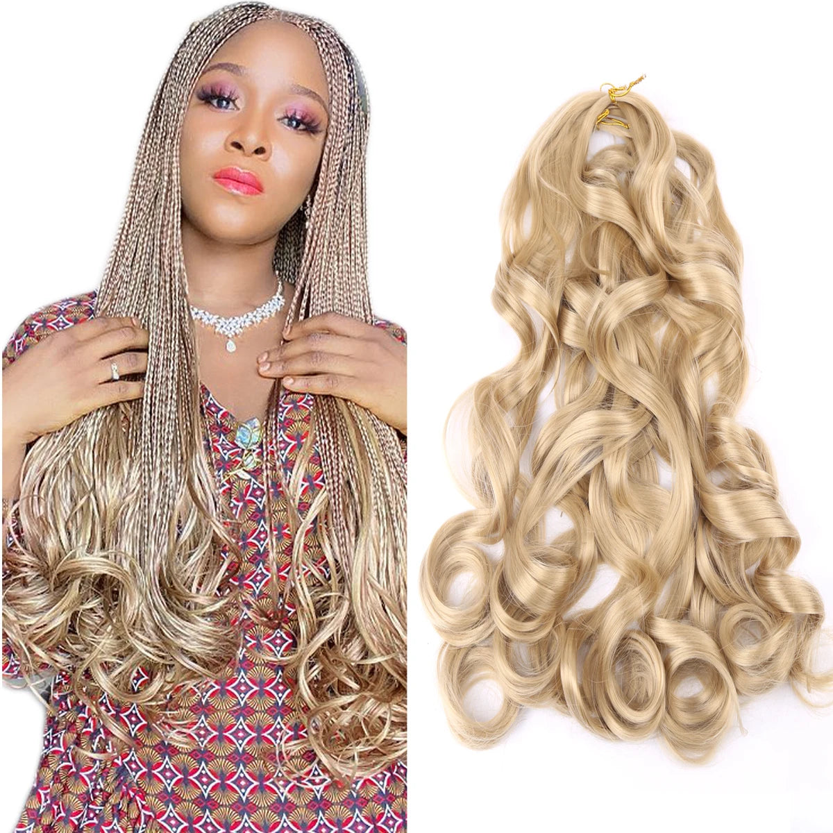 26Inch French Curls Braiding Hair Extensions Synthetic Curl Hair Loose Wave Spiral Curl Crochet Hair Braids For Black Women