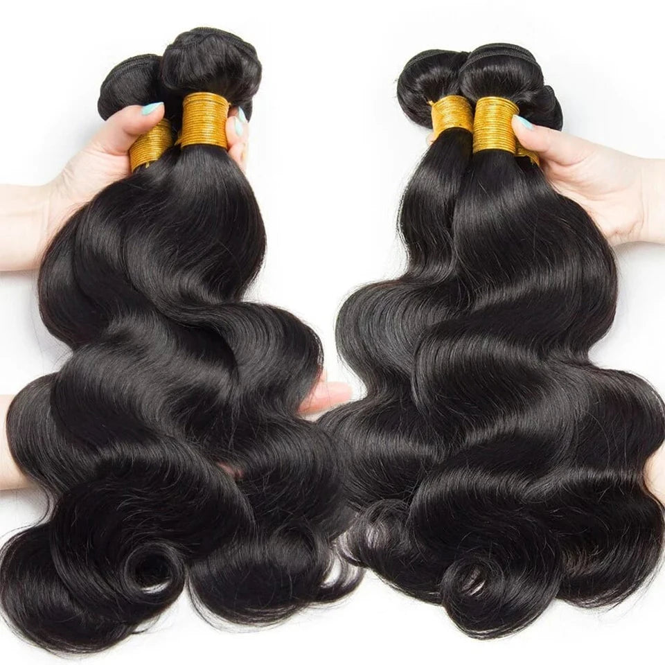 100% Human Hair Bundles 10-30 inches Unprocessed Hair Big Body Wave Natural Black Color Remy Human Hair Bundles Extensions Hair