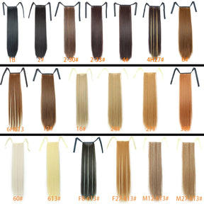 Synthetic Hair 22''' Long Straight Heat-Resistant Straight Hair With Ponytail Fake Hair Chip-in Natural Hairpiece Headwear