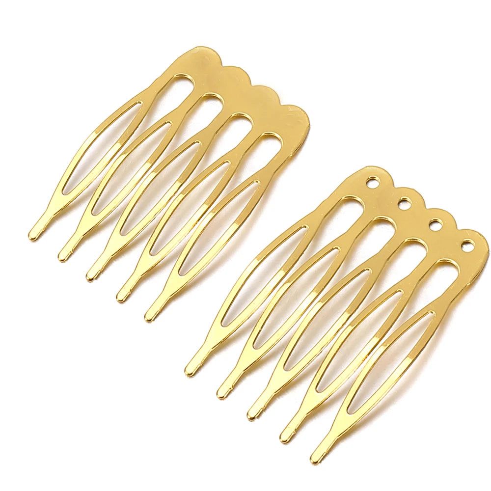 10pcs 5/10 Teeth DIY Metal Hair Comb Claw Hairpins (Silver/Gold/Bronze)  For Wedding Jewelry Making Findings Components Comb