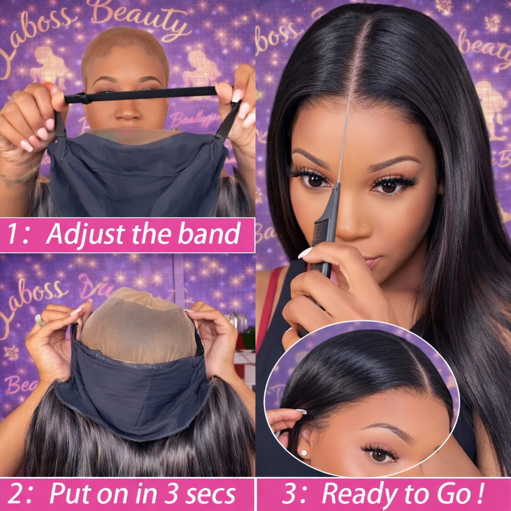 Smooth Straight Human Hair Ready To Wear Preplucked Straight Human Hair Wigs 5x5 Lace Closure Pre Cut 13x6 Lace Front Wigs