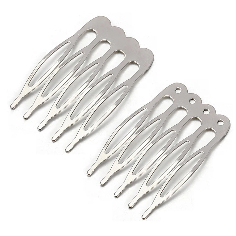 10pcs 5/10 Teeth DIY Metal Hair Comb Claw Hairpins (Silver/Gold/Bronze)  For Wedding Jewelry Making Findings Components Comb