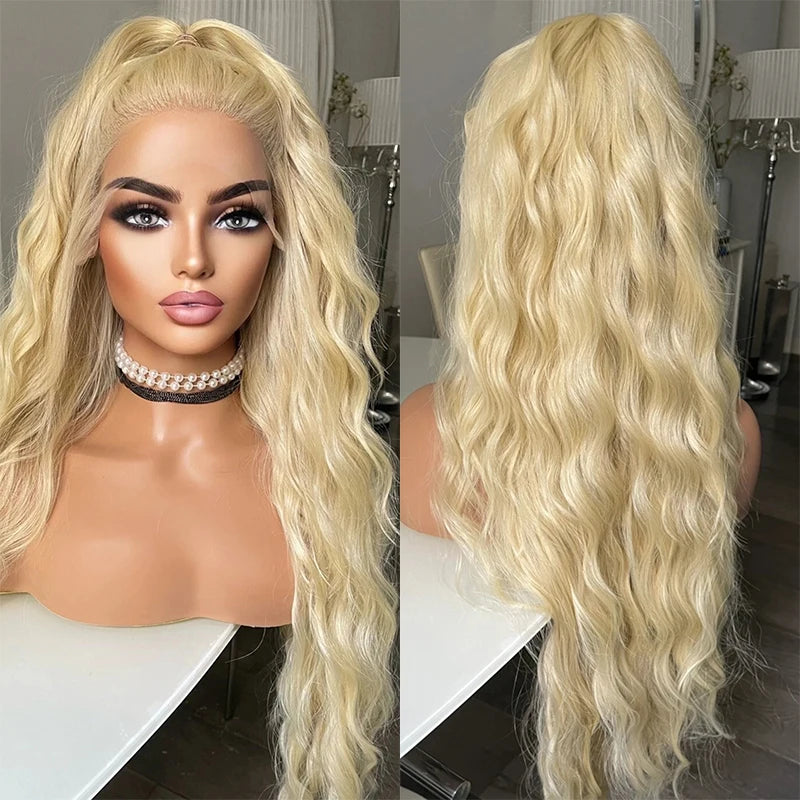 Synthetic Lace Front Wigs for Black Women Pre Plucked Natural Hairline Synthetic Glueless Lace Wigs Daily Party Use 24Inch