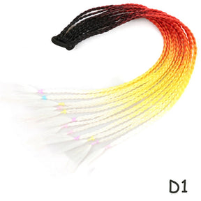 AZQUEEN Synthetic Colored Braided Ponytail Hair Extension Rainbow Color Braids Pony Tail With Elastic Band Girl's Pigtail