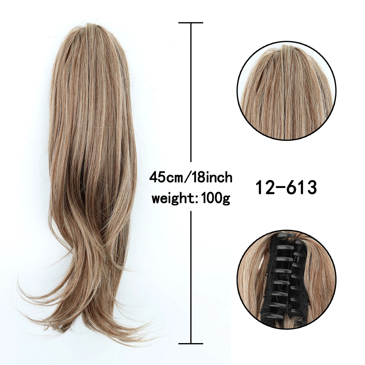 Synthetic Claw Clip Ponytail Hair Extensions 18 Inch Long Wavy Pony Tail Fake Hairpiece For Women Black Brown Layered